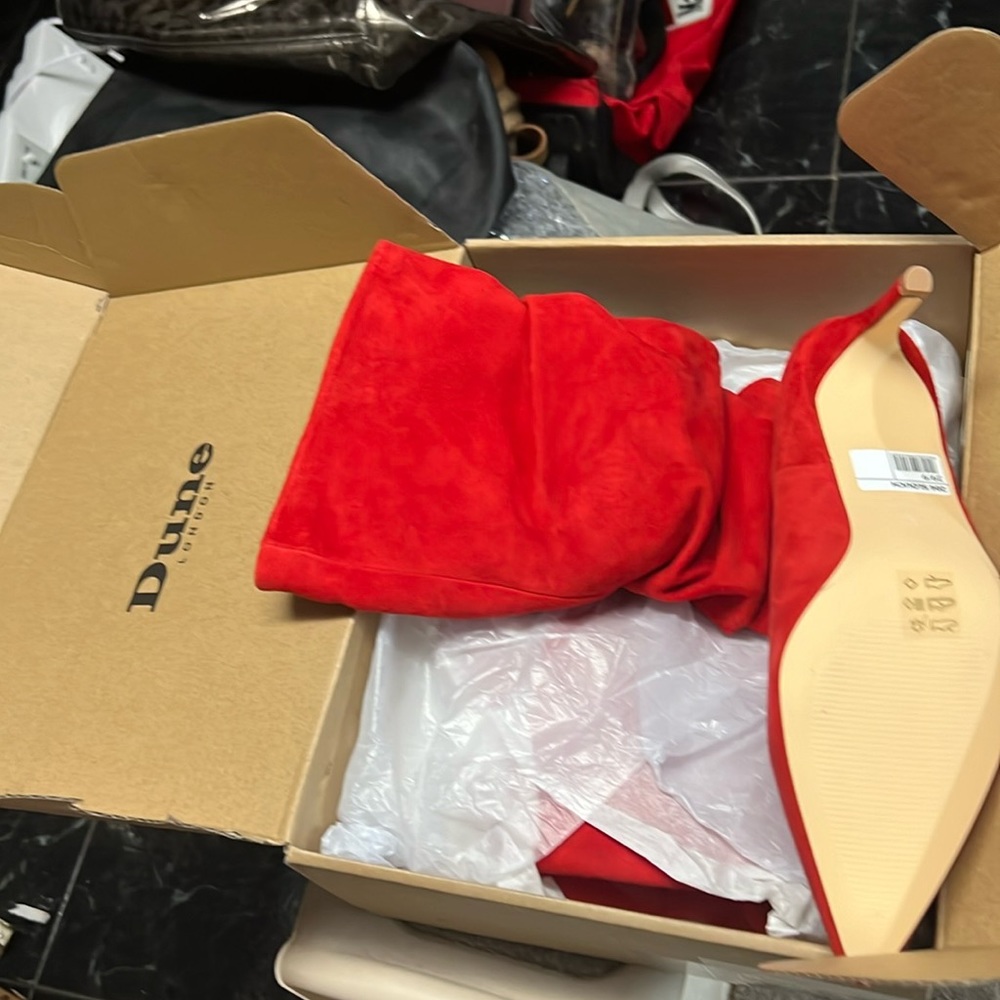 Red suede boots slouchy new